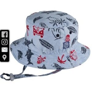 DOZER Baby Boys Reversible Bucket Hat UPF 50+ (12-24 M) - Blue Kai Multi NWT